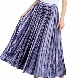 NWT En Saison Purple Pleated Velvet Skirt